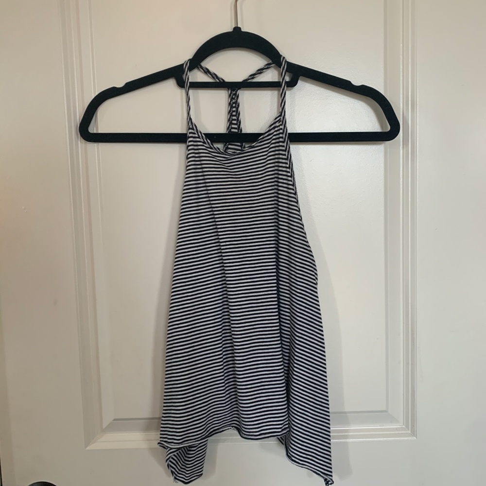 Black & Striped Halter Top